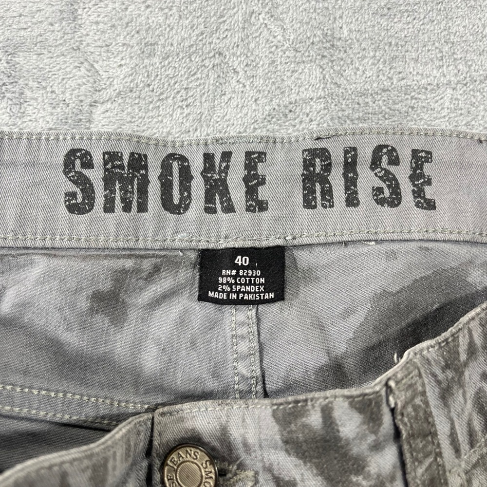 Smoke Rise Mens Grey Acid Wash Moto Denim Shorts Size‎ 40 Streetwear Casual - Picture 2 of 8